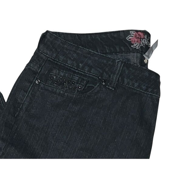 High Sierra Vintage y2k Mid Rise Embellished Pocket Denim Jeans Sz 16 Womens Bla - Picture 8 of 12